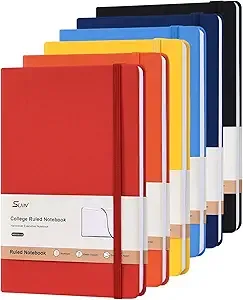 SUIN Hardcover-Journal-Notebooks, 6 Packs A5 Lined Journals Notebook for Writing 200 Pages, 8.2 x 5.5 inch, 6 Colors Classic Ruled Notebooks for Work/Travel/College
